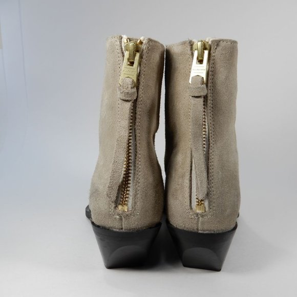 All Saints Lenora Heeled Ankle Boots Size 37 6.5 7 Stone Suede Leather NEW $349 - Picture 8 of 15